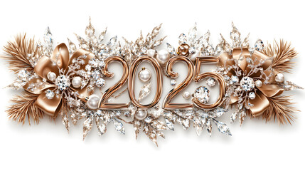 Fototapeta premium An Opulent Representation of 2025 Featuring Ornate Letters and Elegant Christmas Decorations