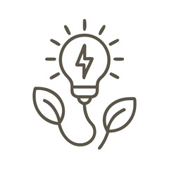 Light bulb with leaves symbolizing green energy and ecology for sustainable solutions
