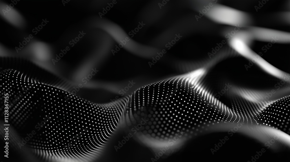 Poster abstract patterns of black fabric with white dots create a striking visual effect in a modern settin