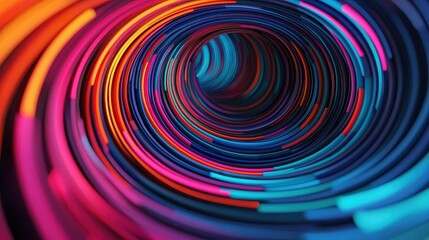 Obraz premium Vibrant swirl of colorful patterns in a digital tunnel abstract art modern environment close-up viewpoint visual concept