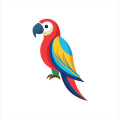 Colorful Parrot Vector Art Illustration on White Background