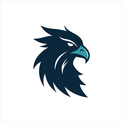 Obraz premium Mythical Griffin Head Vector Silhouette for Logos