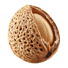 Unshelled Raw Almond Kernel isolated on transparent background