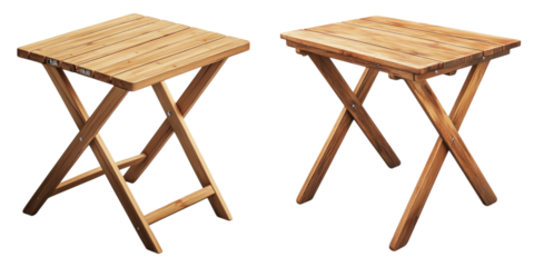 Foldable table isolated on transparent background, Set of
