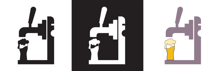 Beer tap icon . Vector illustration. isolated on white and black background. EPS 10