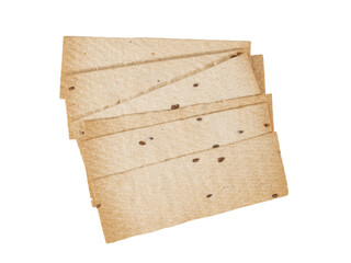 dry bread, crackers, snacks with the addition of seeds, isolated