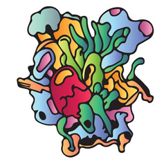 Doodle Art. Hand-drawn little funny monsters. Colorful design vector