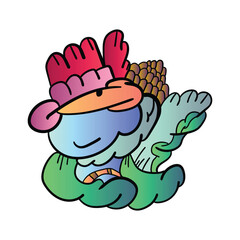 Doodle Art. Hand-drawn little funny monsters. Colorful design vector
