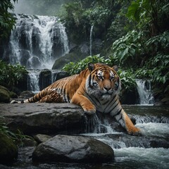 Obraz premium tiger in the river