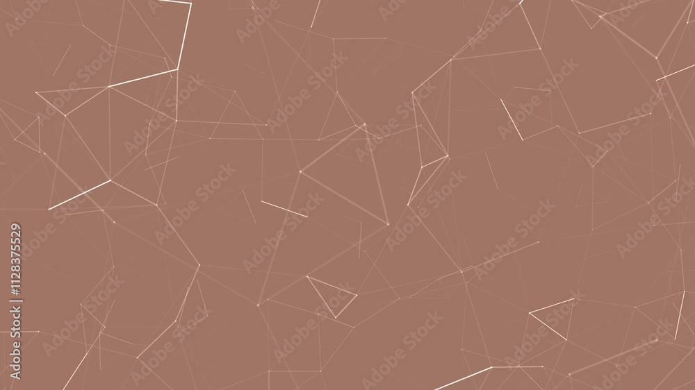 Poster Abstract mocha mousse brown plexus animation, trendy geometric background connection web network concept
