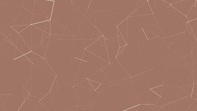 Abstract mocha mousse brown plexus animation, trendy geometric background connection web network concept
