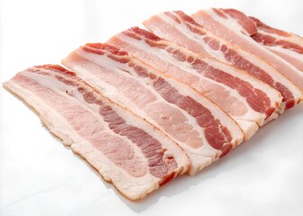 Fototapeta premium slices of raw bacon on white background