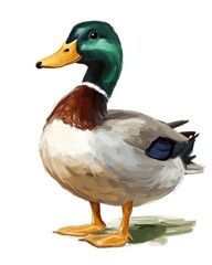 Obraz premium Colorful illustration of a mallard duck standing