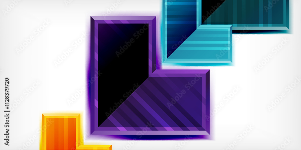 Poster Arrow symbols created with 3d effects and line texture geometric abstract background