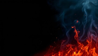 Fototapeta premium Dynamic Flames Erupting in Darkness Stunning Visuals Abstract Art Fiery Environment Captivating Viewpoint Energy Concept