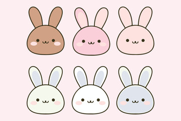 Bunny Faces A Cuteness Collection vector