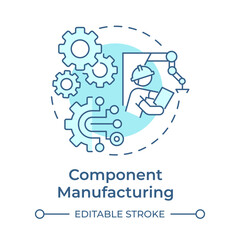 Contract manufacturing light blue concept icon. Production of individual parts. Industrial process. Automation. Round shape line illustration. Abstract idea. Graphic design. Easy to use in article