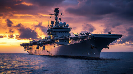 Fototapeta premium Futuristic Concept of a Military Ship: Cutting-Edge Naval Defense Technologies