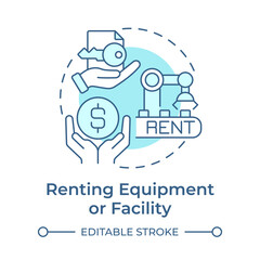 Renting equipment or facility light blue concept icon. Industrial resource management. Operational efficiency. Round shape line illustration. Abstract idea. Graphic design. Easy to use in article