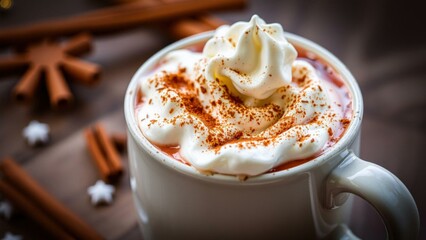 Cozy Winter Delight: Hot Chocolate with Whipped Cream and Cinnamon