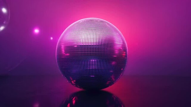 Sparkling disco ball reflecting colorful lights at an evening party