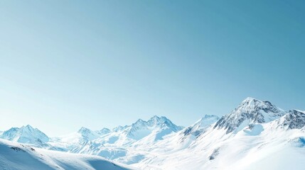 Obraz premium Snowy mountain panoramic banner mockup majestic alpine landscape digital content design crisp blue skies high-quality visuals for marketing and advertising purposes