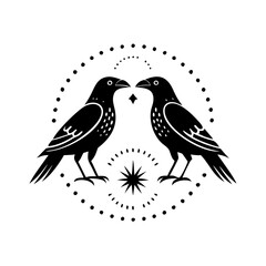 Obraz premium Huginn and Muninn, ravens of Odin