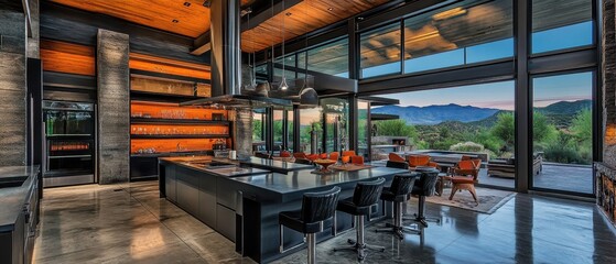 Fototapeta premium Stunning Modern Rustic Mountain Home with Panoramic Views