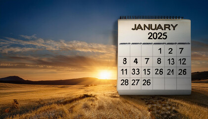 January 2025. Resolution, strategy, solution, goal, business and holidays