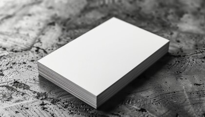 A white business card sits on a grey surface