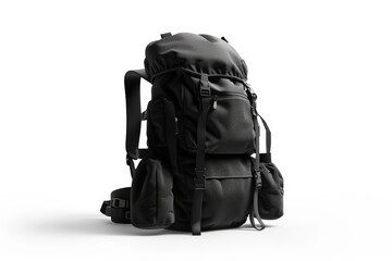 Naklejka premium Black travel backpack isolated on a white background perspective view backpack