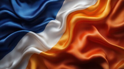 Obraz premium abstract digital background or texture design of dutch flag colors netherland holland national country symbol illustration wavy silk fabric background