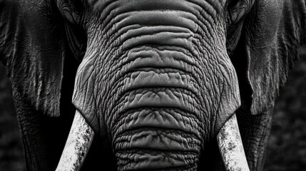 Closeup of an elephant's face showcasing its texture