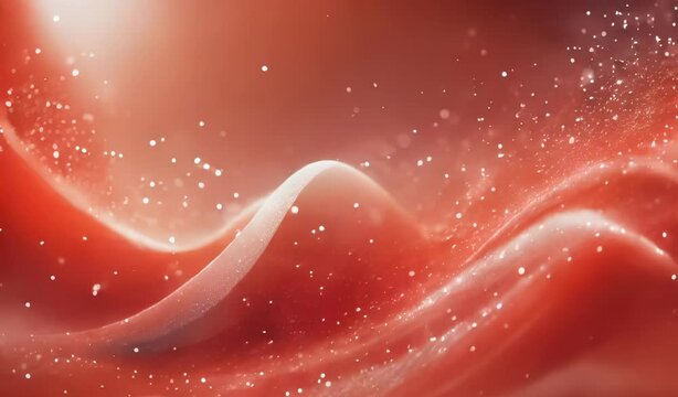 Abstract Red Wave Background with Particles