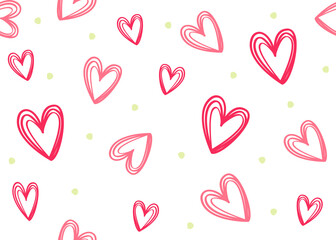 Seamless Valentine's Day pattern with cute pink hearts for romantic designs