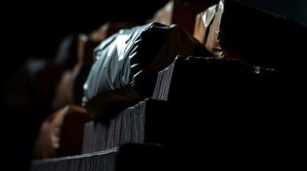 Fototapeta premium Stacked Packages in Shadow,