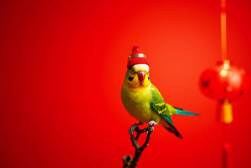 Festive Parrot Welcomes the New Year: Colorful and Playful Art Design