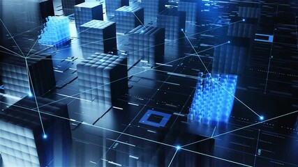 High-tech big data matrix, technology cube connection, digital technology corporate presentation. - Powered by Adobe