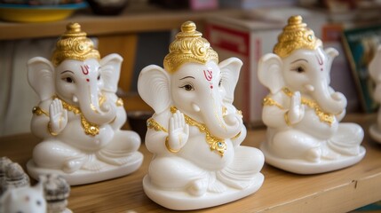 Beautiful Decorative Statues of Lord Ganesha with Intricate Details