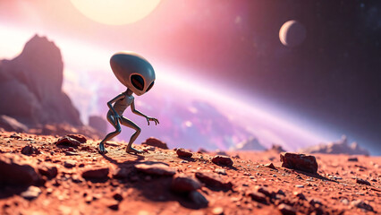 Alien in space planet , Generative ai illustration
