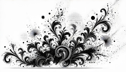 抽象的な黒色の花火アート - 優雅でドラマチックなデザイン
