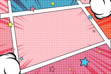 Retro pink pop art comic style background