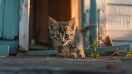 Obraz premium Curious Kitten Outdoors