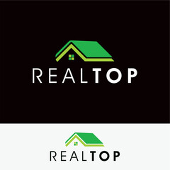 Real estate roof top green logo design editable victor brand identity image