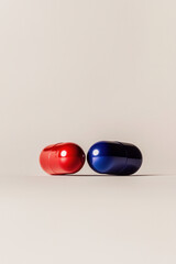 Explore Symbolic Choices and Philosophical Contrasts in Captivating Imagery of Red and Blue Capsules