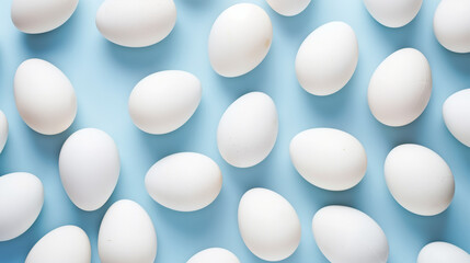 Close-up of eggs on a table, detailed texture and natural lighting highlighting the simplicity of breakfast ingredients. 