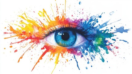 Vibrant Eye Composition with Colorful Splash and Artistic Brush Strokes, Representing Emotions, Creativity, and Visual Expression in a Bold Artistic Style