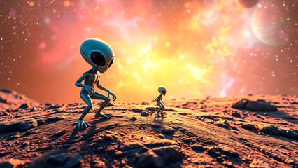 Alien in space planet , Generative ai illustration