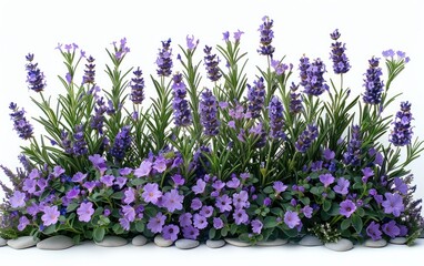 Naklejka premium Lavender flowers and rosemary isolated on a white background.