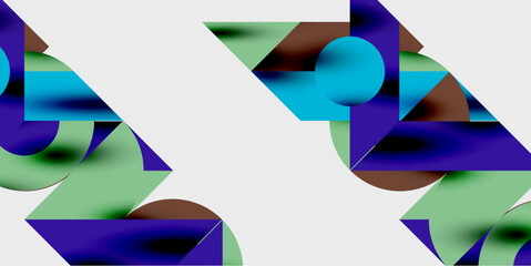 Modern abstract background featuring circles, lines, and triangles in a dynamic geometric composition. Perfect for stylish, tech, or creative-themed designs